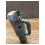 Cirkul 30oz Travel StrawSip Double-Wall Insulated Stainless Steel Tumbler with Handle  Azure Shimmer (Light Teal Sparkle)