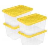 Sterilite Industrial Stackable Storage Tote Lidded Containers 4 pack