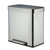 Qualiazero 16 Gallon Trash Can  8 Gallon Dual Compartment Step On Kitchen Trash Can  Stainless Steel