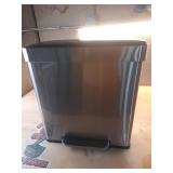 Qualiazero 16 Gallon Trash Can  8 Gallon Dual Compartment Step On Kitchen Trash Can  Stainless Steel