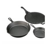 Ozark Trail 4-Piece Cast Iron Skillet Set with Handles and Griddle, Pre-Seasoned, 6", 10.5", 11"