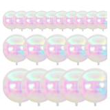 Iridescent Foil Balloons 20pcs Different Sizes Pack of 22 12 10 Inch Large Round Foil 4D Inflatable Mirror Ball Mylar Balloons for Wedding Anniversary Birthday Disco Party Decorations - Retail: $13
