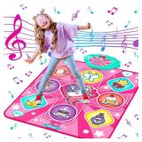 Unicorn Dance Mat, Dance Mixer Rhythm Step Play Mat, Pink Dance Pad with LED Lights, Adjustable Volume, Built-in Music, 5 Game Modes, Xmas B-Day Gifts for 3-12 Years Old Girls Toys - Retail: $32