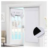 100% Blackout French Door Curtain - Thermal Insulated Tricia Window Curtain for Privacy - Sidelight Tie Up Shades, W26xL68 Inch, 1 Panel, Greyish White