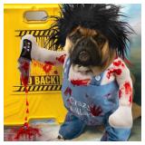 Deadly Dog Costume Halloween Costumes Adjustable Cosplay Clothes, Funny Doll Wig Pug Dog Party Christmas Costume for Small Medium Large Dogs Puppy Cat Outfit Apparel - Retail: $12