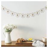 Glitinsel Garland Wooden Watercolor Banner Cute Beads Hanging Garland Rustic Farmhouse Spring Decor for Festive Party Office School Supplies(Boho White Daisy) - Retail: $9