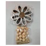 Glitinsel Garland Wooden Watercolor Banner Cute Beads Hanging Garland Rustic Farmhouse Spring Decor for Festive Party Office School Supplies(Boho White Daisy) - Retail: $9