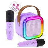Mini Karaoke Machine for Kids, 2025 TOP Toys Christmas Birthday Gifts Ideas for Girls Ages 4, 5, 6, 7, 8, 9, 10, 12+ Years Old, Portable MP3 Player with 2 Wireless Mics for Party - Retail: $23