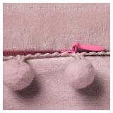 18x18 Throw Pillow Covers Pink: 2 Pack Cozy Soft Pom-poms Velvet Square Decorative Pillow Cases for Farmhouse Home Decor - Retail: $16