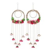 Wedding Door Hangings| Floral Wall Hanging with Pearls| Pooja Room Decoration Items| Back Dropper Showpiece for Indian Diwali Decor Gift Item | Multicolour, 24 inch Long, Pack of 2