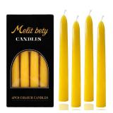 8 inch Yellow Beeswax Taper Candles, Smokeless and Dripless Beeswax Candle, 7Hrs Burn Time, Nontoxic, for Home, Prayer, Tall Tapered Candlesticks for Dinner (4, 8 inch)