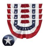 4Pack American Bunting Flags 2x4Ft USA Pleated Fan Flag 4th of July Patriotic Decorations Flag Embroidered Stars & Sewn Stripes Canvas Header Brass Grommets Decor Outside Porch Garden - Retail: $40