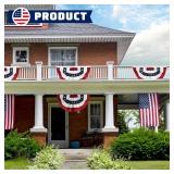 4Pack American Bunting Flags 2x4Ft USA Pleated Fan Flag 4th of July Patriotic Decorations Flag Embroidered Stars & Sewn Stripes Canvas Header Brass Grommets Decor Outside Porch Garden - Retail: $40