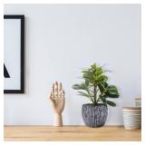 Artificial Potted Plant, Real Touch Artificial Oak Leaves Waterproof Fake Plants Indoor Outdoor, Eco Friendly Modern Concrete Greenery Plant Pots for Office Home Kitchen Shelf Farmhouse Decor - Retail