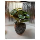 Artificial Potted Plant, Real Touch Artificial Oak Leaves Waterproof Fake Plants Indoor Outdoor, Eco Friendly Modern Concrete Greenery Plant Pots for Office Home Kitchen Shelf Farmhouse Decor - Retail