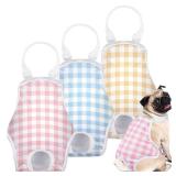 Dog Diaper Onesie Sanitary Pantie with Adjustable Suspender Washable Dog Period Panties Doggie Diapers Pet Underwear Female Dogs Diapers for Heat (Striped, M/L) - Retail: $24