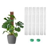 EOX 6 Pcs 24 Inch Plastic Moss Pole for Monstera, Large D Shaped Poles for Climbing Plants Work with Sphagnum Moss, 135 Inch Plant Stake Set of 6, Garden Ties - Retail: $28