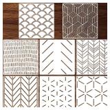 5 Pieces 12 x 12 Inch Herringbone Geometric Wall Modern Stencils Decor Reusable Film Decorative for Painting, Walls, Pattern (Simple Style) - Retail: $2,757