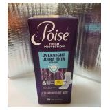 Poise Overnight Ultra Thin Incontinence & Postpartum Pads with Wings for Bladder Leaks, 8 Drop Extra Absorbent, Long Length, 20 Count - Retail: $15