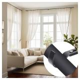 Premium Curtain Rod Brackets for Wall - Adjustable Hooks, Iron Holders for 1 Inch Rod - Black (2 PCS) - Retail: $5