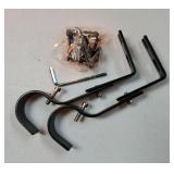 Premium Curtain Rod Brackets for Wall - Adjustable Hooks, Iron Holders for 1 Inch Rod - Black (2 PCS) - Retail: $5