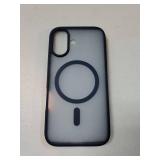 Magnetic for iPhone 16 Case (Compatible with MagSafe) (Military Grade Drop Protection) Slim Translucent Matte Shockproof with Anti-Fingerprint Phone Case, Navy Blue - Retail: $13