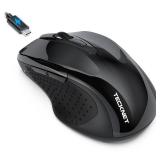 Rechargeable Jiggler Wireless Mouse (BT5.0/3.0 & 2.4G) 4800 DPI Silent USB A & Bluetooth Mouse 6 Buttons, Wide Compatibility - Black - Retail: $16