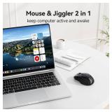 Rechargeable Jiggler Wireless Mouse (BT5.0/3.0 & 2.4G) 4800 DPI Silent USB A & Bluetooth Mouse 6 Buttons, Wide Compatibility - Black - Retail: $16