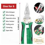 Pro 8-in-1 Wire Crimper Stripper with Voltage Detector & Dual Alarms - Heavy Duty 12-250V AC/DC Tester for Hot/Neutral Wires - Electrician, HVAC, Car Repair Tool (Green) - Retail: $20