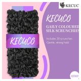 30Pcs Black Satin Hair Scrunchies, Silk Hair Ties for Women Girls Hair Accessories Gift, Value Package, Premium Material, Non-Slip Design, Pain-Free, Damage-Free (Black, 30 Count) - Retail: $7