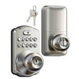 Keypad Door Knob Lock, Keyless Entry Digital Lock with Handle, Electronic Knob for Front Door & Bedroom, Easy Installation, Auto-Locking, Passage Mode, Satin Nickel - Retail: $50