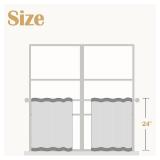 Taupe Striped Linen Kitchen Curtains 24 Inch Cafe Tier Curtains Balanced Stripe Farmhouse Small Drapes for Bathroom Laundry Over Sink Half Window Light Filtering 2 Panels Tan on Linen - Retail: $19