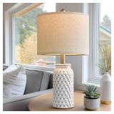 20.5 White Modern Ceramic Bedside Lamp Set of 2 for Bedroom Decor Farmhouse Table Lamp for Living Room Office Dorm - Retail: $40"