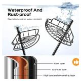 Corner Shower Caddy Tension Pole: 4-Tier Rust-Resistant Adjustable Bathroom Organizer Shelves - 47-121 Inch No-Drill Quick Installation - Space-Saving Storage for Renters Families - Black - Retail: $5