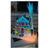 LED Christmas Village House with Fiber Optic Tree - Retail: $95