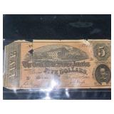1864 Confederate States $5 Bill WOW!!!