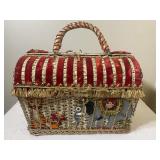 Vintage Soure Bag - Wicker Purse w/ Circus Theme