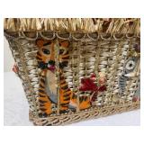 Vintage Soure Bag - Wicker Purse w/ Circus Theme