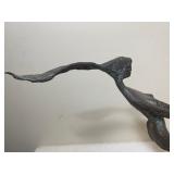 Mother and Child Playing, Brass Sculpture on Wood Base