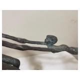 Mother and Child Playing, Brass Sculpture on Wood Base