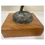 Mother and Child Playing, Brass Sculpture on Wood Base