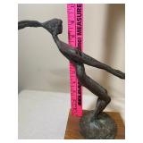 Mother and Child Playing, Brass Sculpture on Wood Base