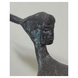 Mother and Child Playing, Brass Sculpture on Wood Base