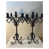 Black Wrought Iron Candelabra Set, Approx 19"