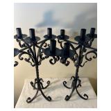 Black Wrought Iron Candelabra Set, Approx 19"