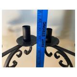 Black Wrought Iron Candelabra Set, Approx 19"