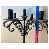Black Wrought Iron Candelabra Set, Approx 19"