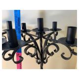 Black Wrought Iron Candelabra Set, Approx 19"