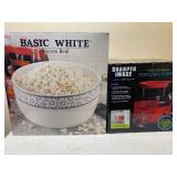 Large Popcorn Bowl and Sharper Image Microwave Popcorn Popper, Both Are New In Boxes