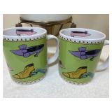 Vintage Coffee Pot w/ Warmer, Shoe Themed Coffee Mugs